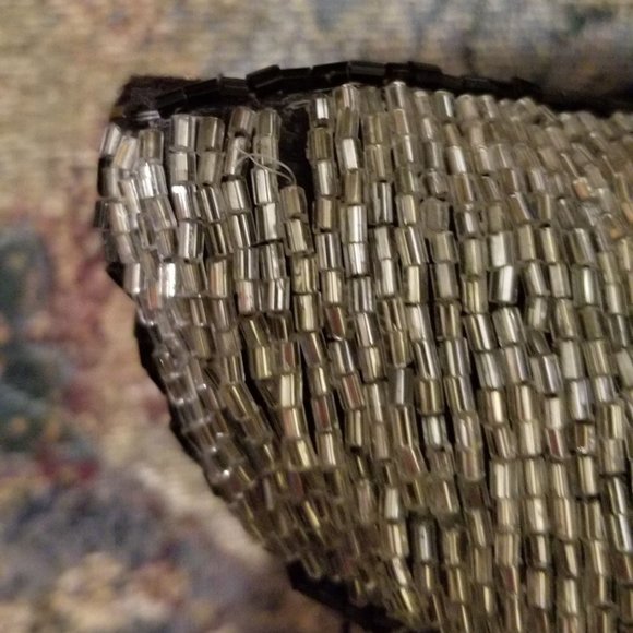 Vintage, hand beaded glass spiders & sparkly glass beads cushion, Noir Night - Picture 12 of 15